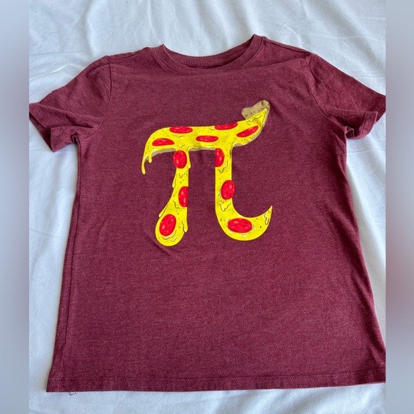 Cat & Jack Other - Cat & Jack Maroon Pizza Pi Short Sleeve Tee Kids Medium 8-10 March 14 3.14